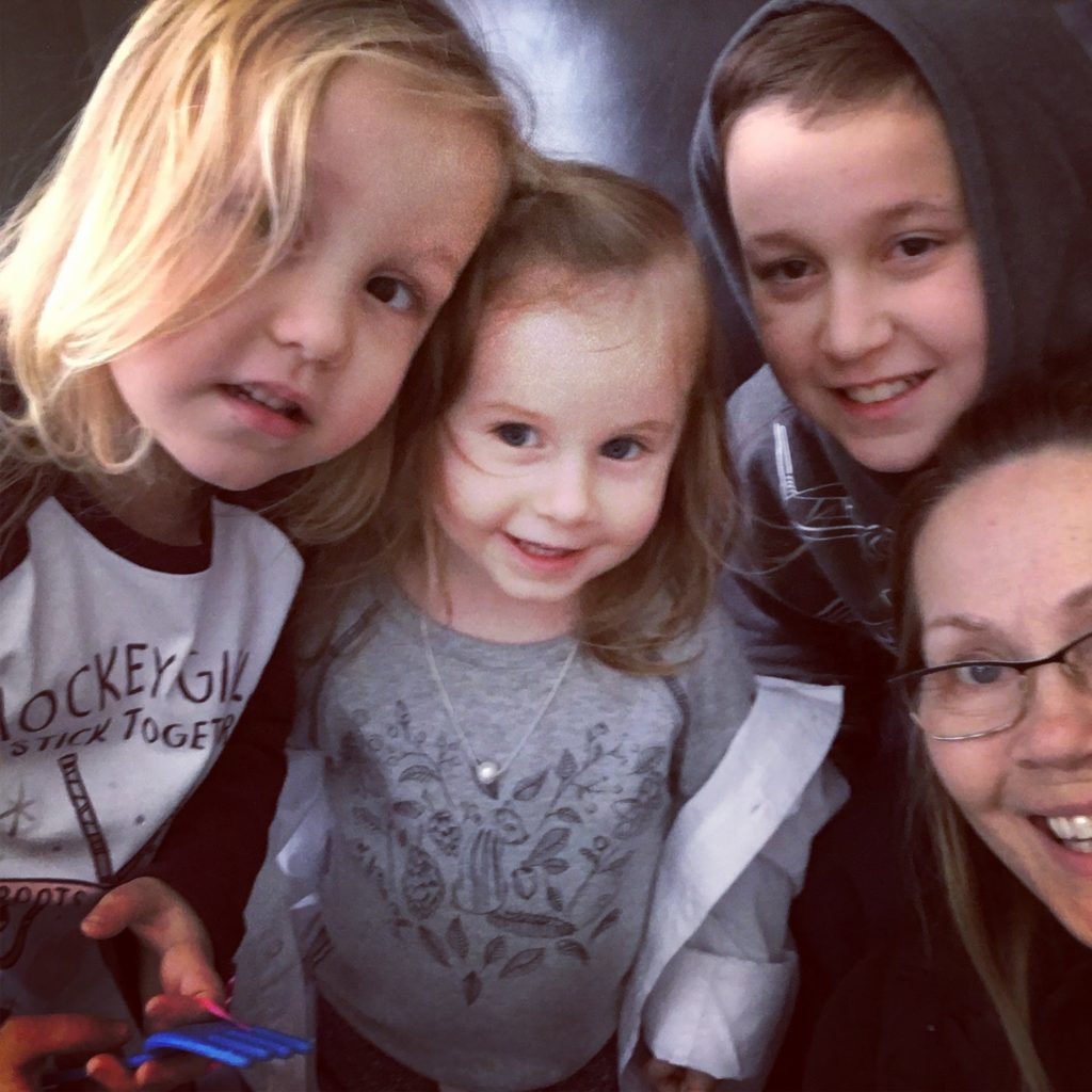 A selfie with my three grandchildren